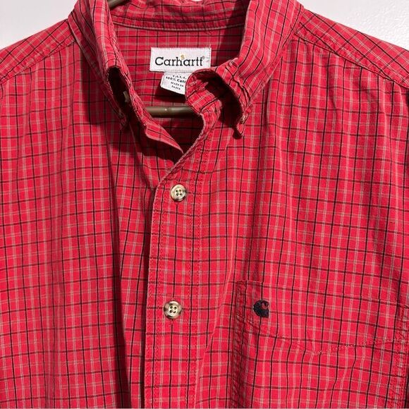 Carhartt Shirt Red plaid Button Down Long Sleeve size L Tall - Picture 3 of 5